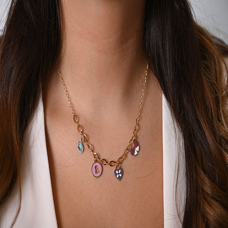 18K Gold Pendant with Assorted Design In Colorful