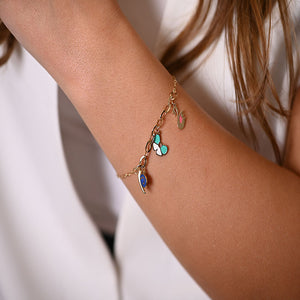 18K Chain Bracelet with Elegant Design In Colorful