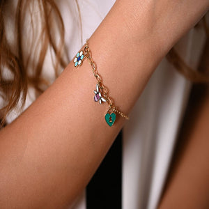 18K Chain Bracelet with Details Design In Colorful