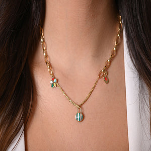 18K Gold Pendant with Modern Color Touches Design