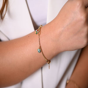 18K Chain Bracelet with Soft Color Touches Design