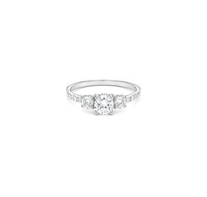 18K White Gold Ring with Modern Elegant Stone Design