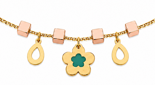 18K Gold Kids Bracelet with Rose Design