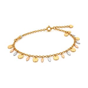 18K Gold Chain Bracelet with Balanced Pendants Design