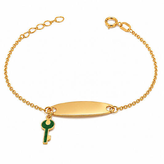 18K Gold Kids Bracelet with Key Design In Colorful