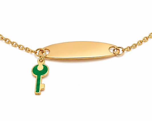 18K Gold Kids Bracelet with Key Design In Colorful