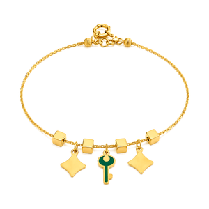18K Gold Bracelet with Square Separators Key Design