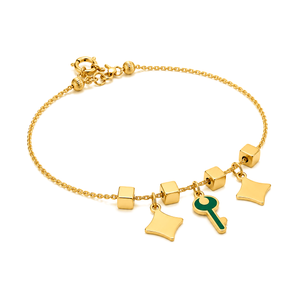 18K Gold Bracelet with Square Separators Key Design