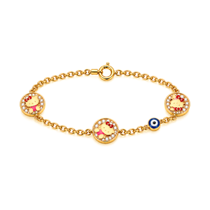 18K Gold Kids Chain Bracelet with Hello Kitty Design