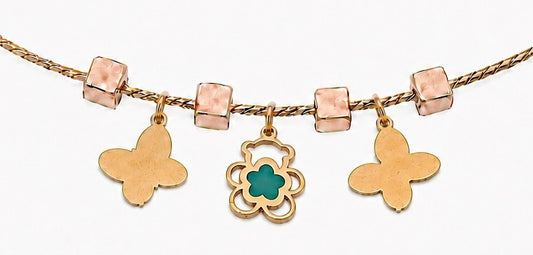 18K Gold Kids Bracelet with Butterfly Colored Stones Design