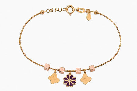 18K Gold Kids Bracelet with Rose Butterfly Design