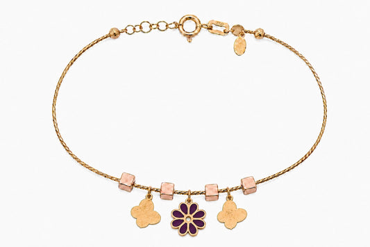 18K Gold Kids Bracelet with Rose Butterfly Design