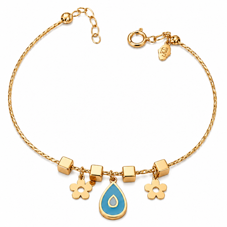 18K Gold Kids Bracelet with Water Drop Rose Design