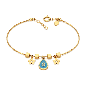 18K Gold Kids Bracelet with Water Drop Rose Design