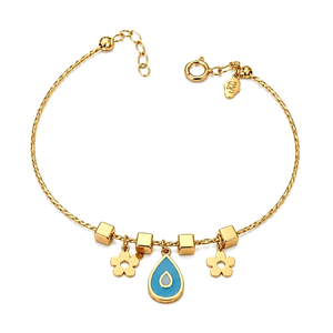 18K Gold Kids Bracelet with Water Drop Rose Design