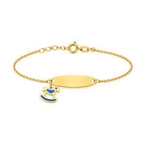 18K Gold Kids Chain Bracelet with Rocking Horse Design