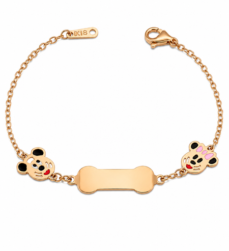 18K Gold Kids Chain Bracelet with Mickey Mouse Design