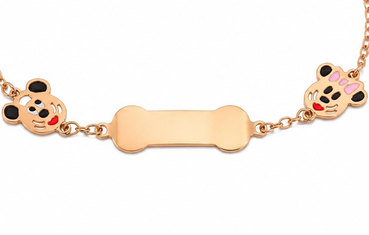 18K Gold Kids Chain Bracelet with Mickey Mouse Design