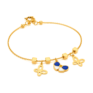 18K Gold Kids Bracelet with Floral Butterfly Design