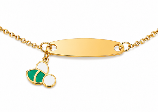 18K Gold Kids Chain Bracelet with Bee Design In Colorful