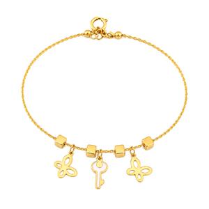 18K Gold Bracelet with Butterfly Charms