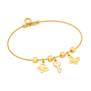 18K Gold Bracelet with Butterfly Charms