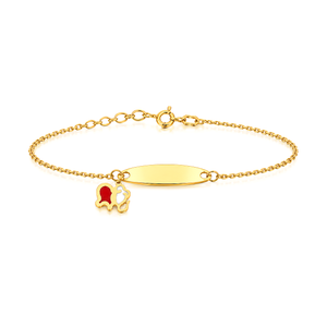 18K Gold Kids Chain Bracelet with Colorful Elephant Design