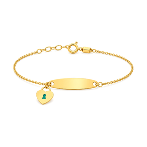 18K Gold Kids Chain Bracelet with Heart Lock Design