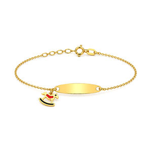 18K Gold Chain Bracelet with Horse Charm Design