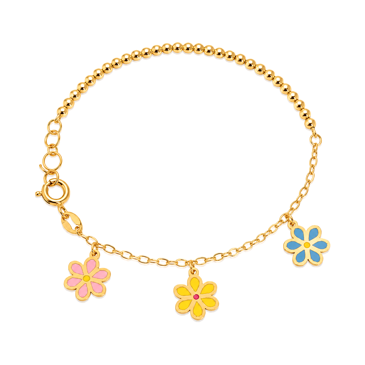 18K Bracelet Kids with Garden Flowers Design