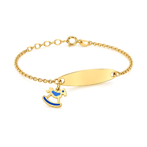 18K Gold Kids Chain Bracelet with Horse Design