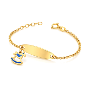 18K Gold Kids Chain Bracelet with Horse Design