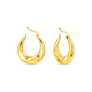 21K Gold Earrings with Rounded Curve