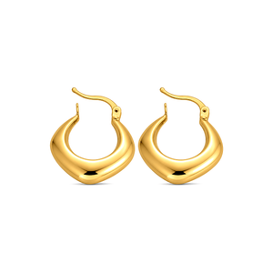 21K Gold Earrings with Plain Curved Design