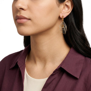 18K White Gold Earrings with Triangles Design