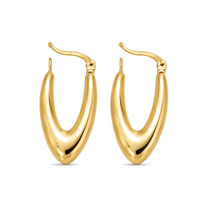 21K Gold Earrings with Large Rounded Curve