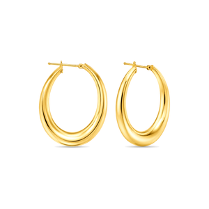18K Gold Earrings with Large Circular Design