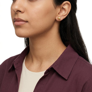 18K Gold Earrings with Small Circle Design