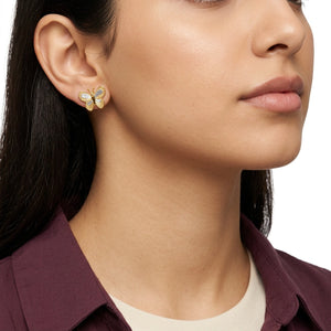 18k Two-Tone Gold Butterfly Stud Earrings