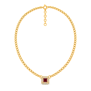 18K Gold Set with Red Stone Link Chain Design