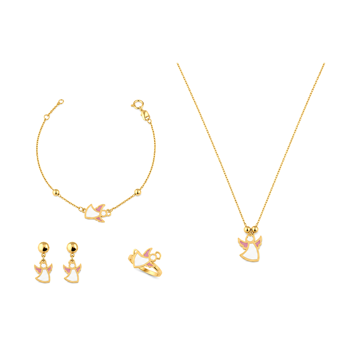 18K Gold Kid'S Set with A Cat Design