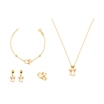 18K Gold Kid'S Set with A Cat Design
