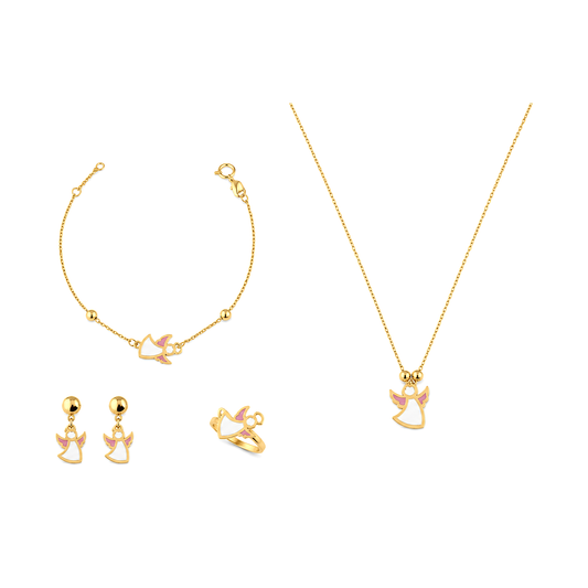 18K Gold Kid'S Set with A Cat Design
