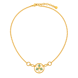 18K Gold Kids' Jewelry Set WithColorful Flower Design