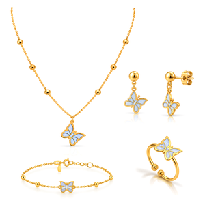 18K Gold Kids Set with Butterfly and Beads Design