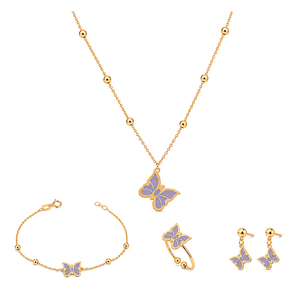 18K Gold Kids' Jewelry Set With Butterfly & Ball Design
