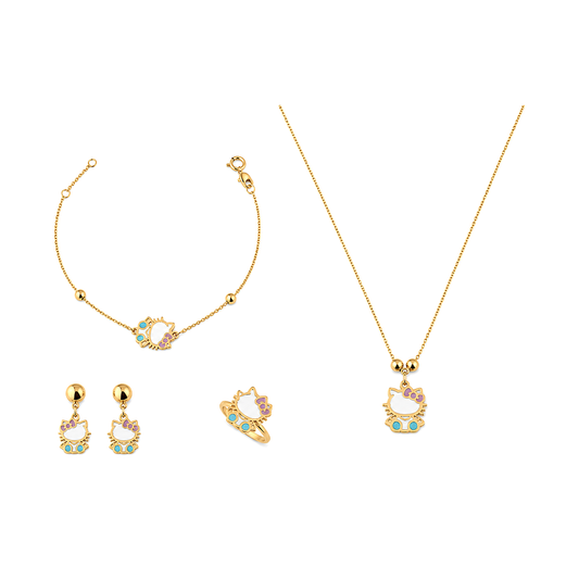 18K Gold Kid'S Set with A Kitty Design