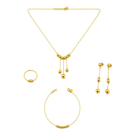 21k gold set with dangling gold balls