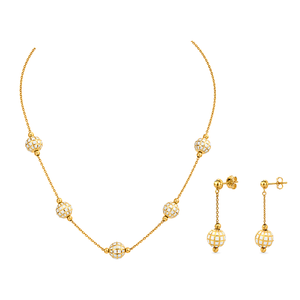 18K Gold Half Set with Five Beads Design