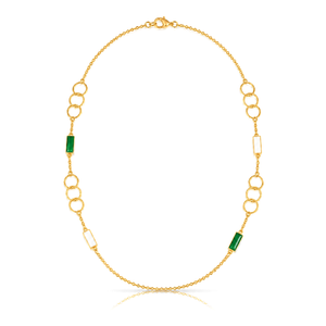 18K Gold Half Set with Small Circles Rectangles Design In Colorful